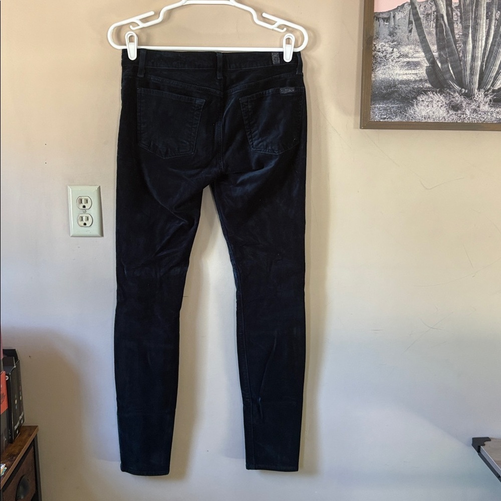 7FAM Deep Blue-Green Teal “The Skinny” Velvet Pants Size 28 - Picture 8 of 9
